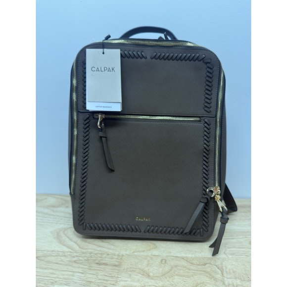NEW! CALPAK KAYA 15" Laptop Student Travel Backpack in Brown New With Tags - Picture 1 of 14